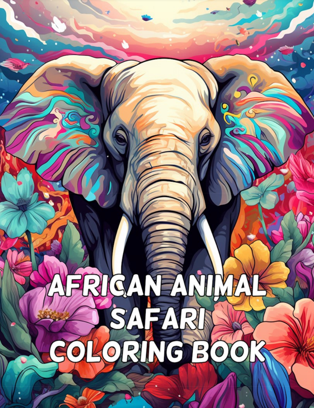 African Animal Safari Coloring Book cover